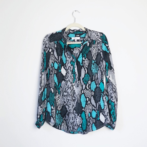 Milly Katalina Snake-Print Blouse Sz S - Picture 2 of 8